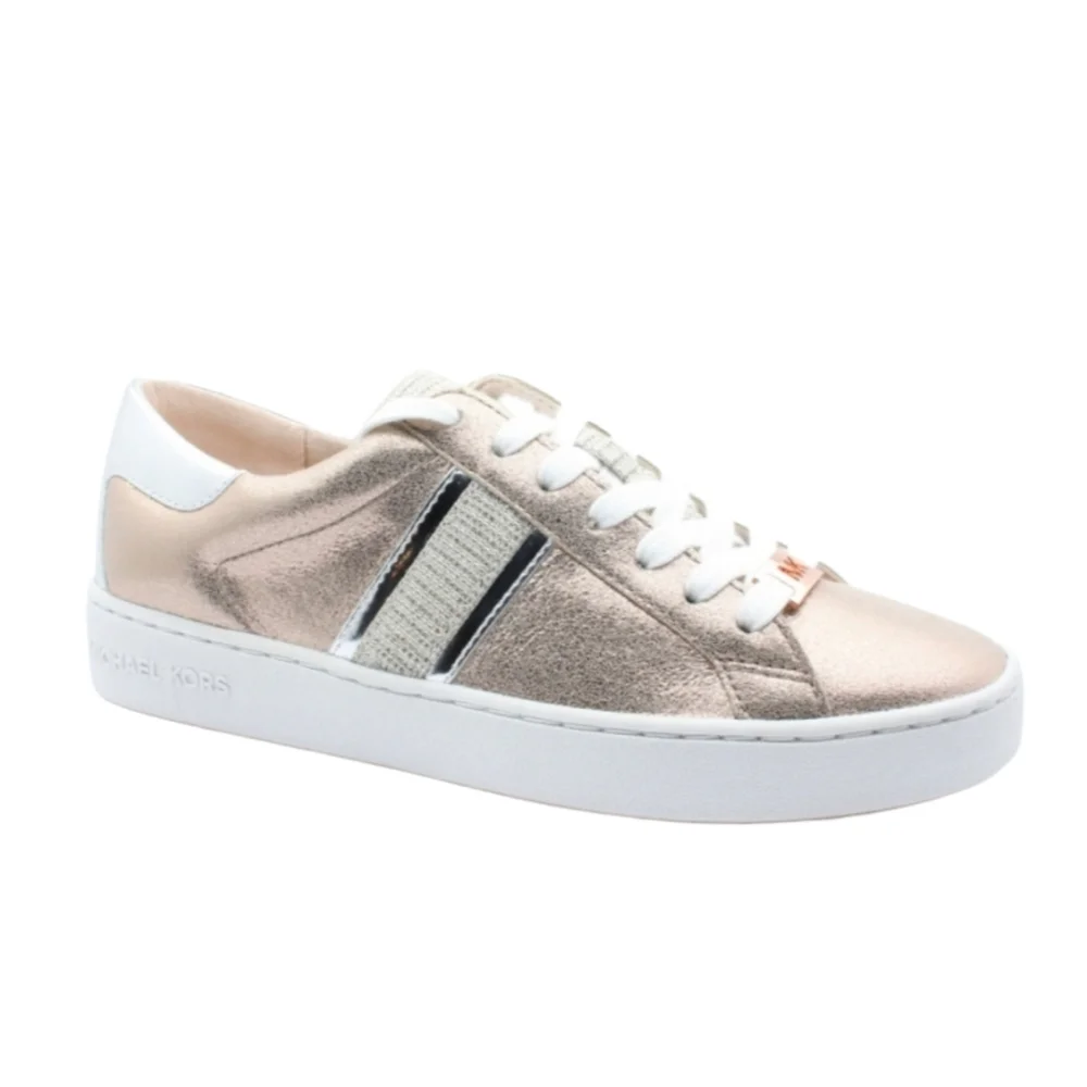 Michael Kors Keaton Stripe Metallic Mixed Leather Sneakers